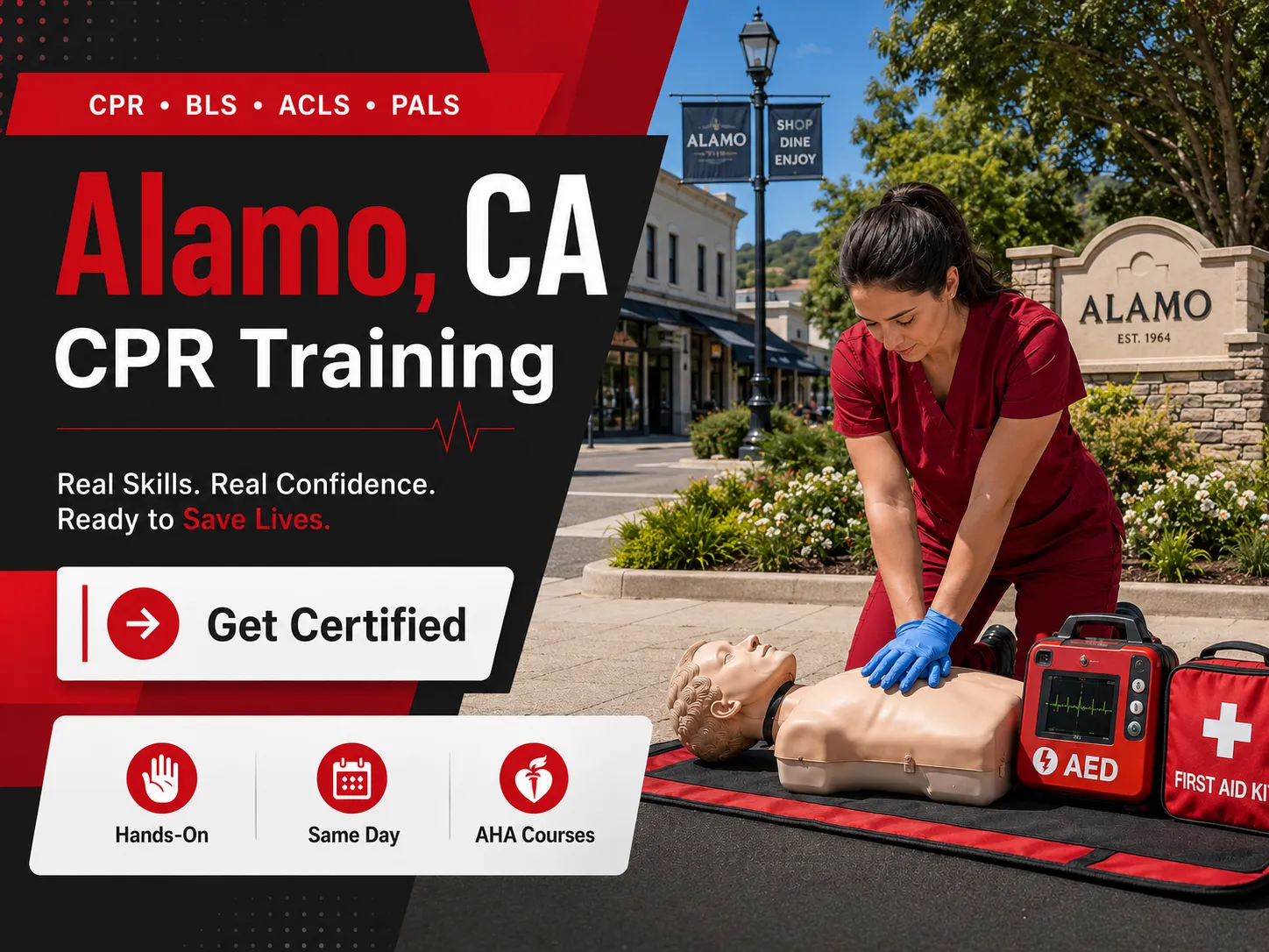 AHA-accredited CPR BLS class in Alamo, CA with small group instruction