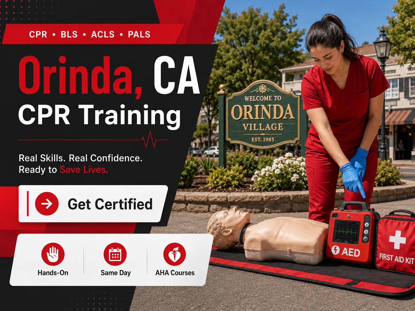 BLS skills check during CPR certification class in Orinda, CA