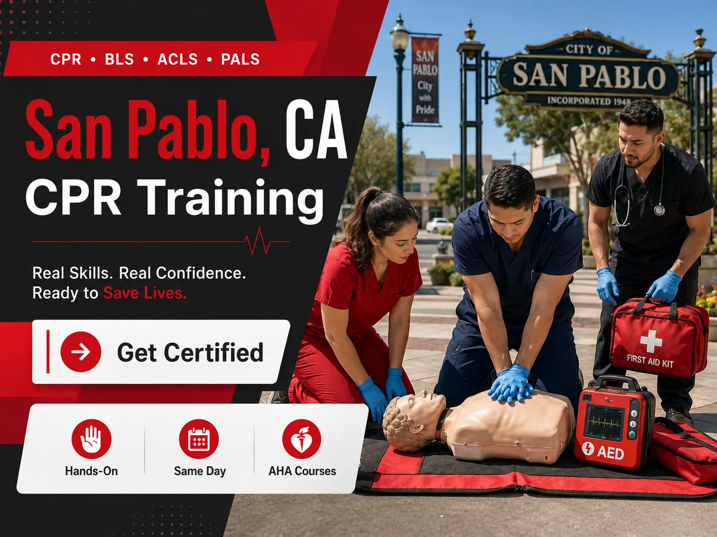 BLS skills check during CPR certification class in San Pablo, CA