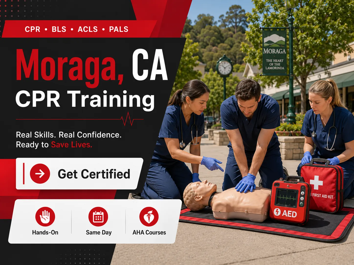 CPR & BLS certification class for healthcare workers in Moraga, CA