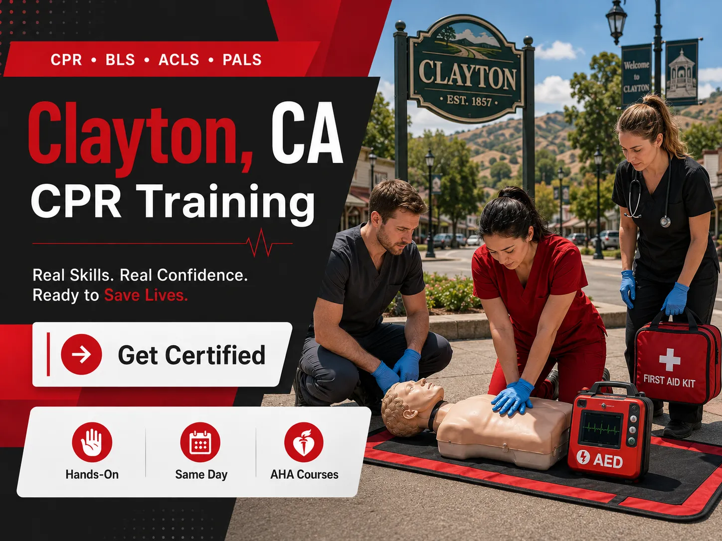 CPR mannequin practice during BLS certification class in Clayton, CA