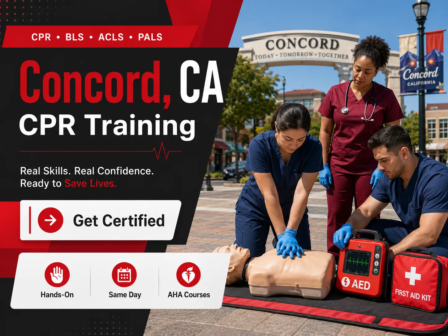 Group CPR certification class in Concord, California