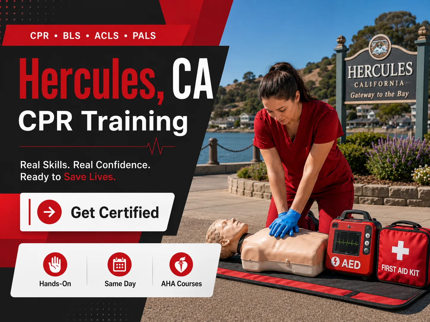 Group CPR certification class in Hercules, California