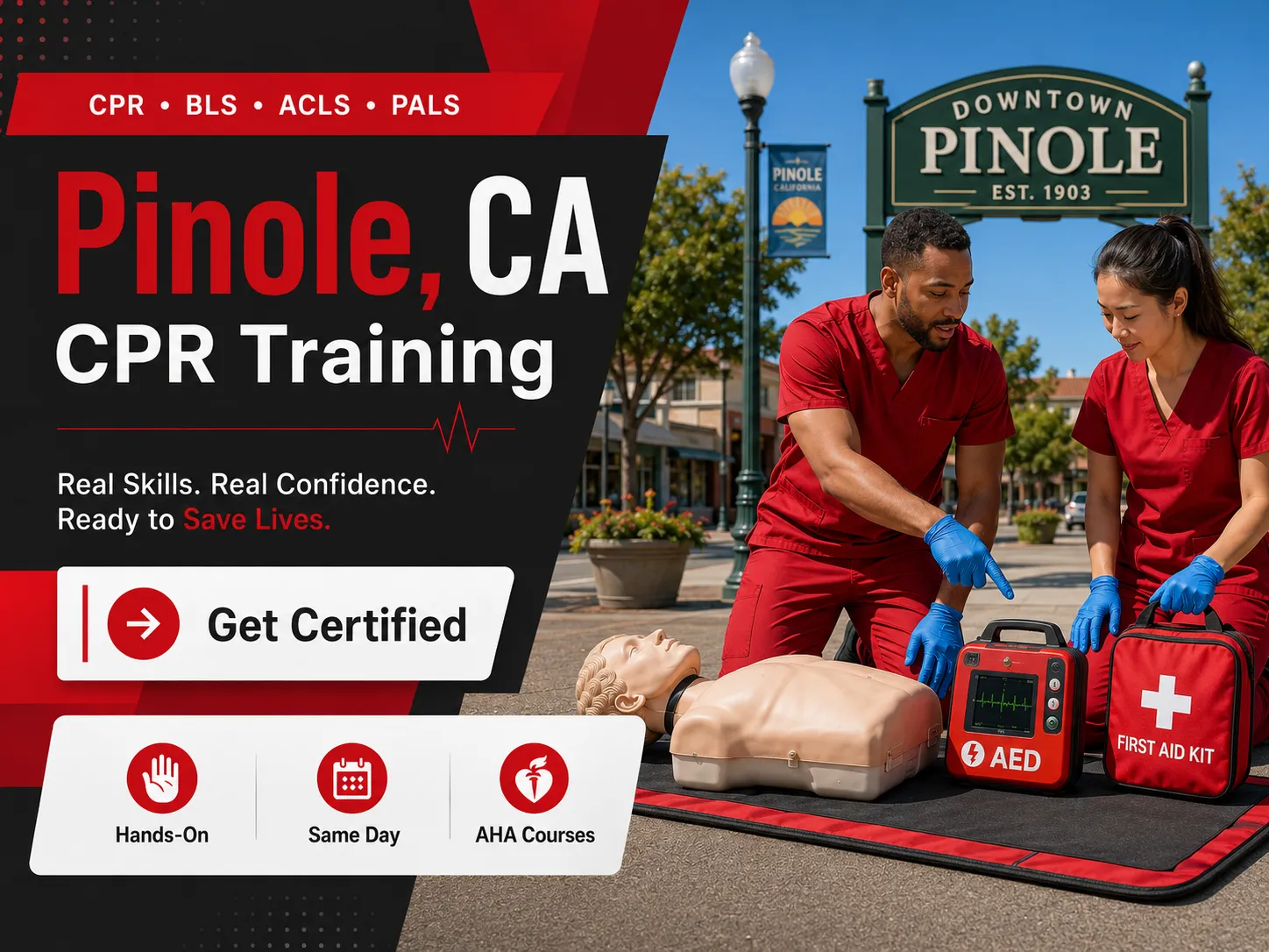 Instructor-led CPR, BLS & ACLS training in Pinole, CA