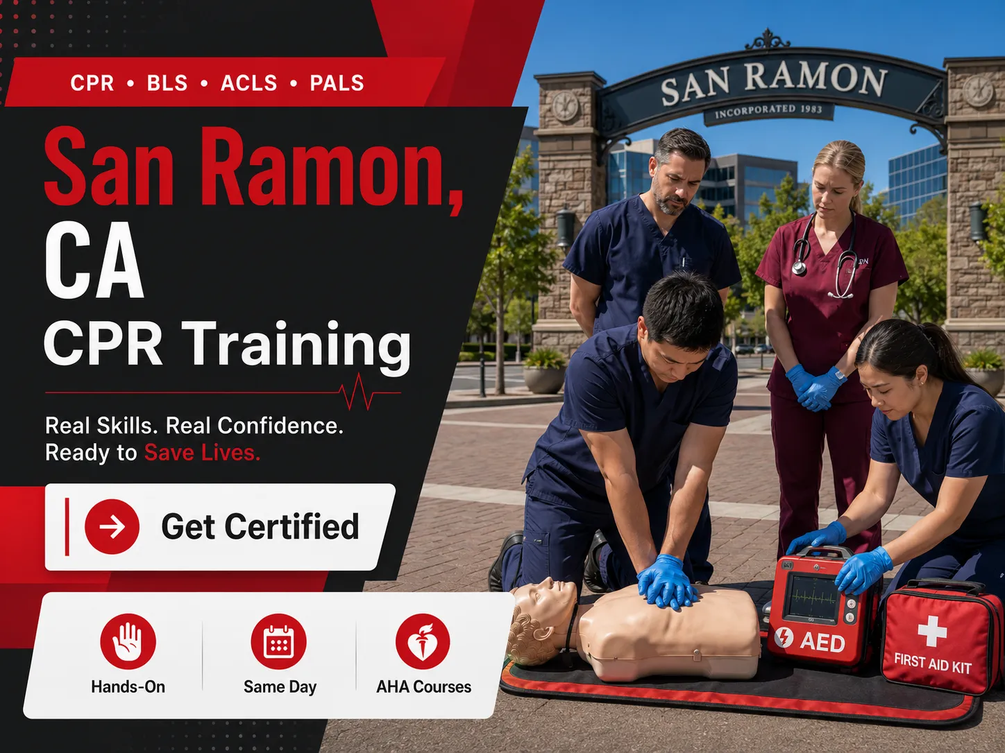 Instructor-led CPR, BLS & ACLS training in San Ramon, CA